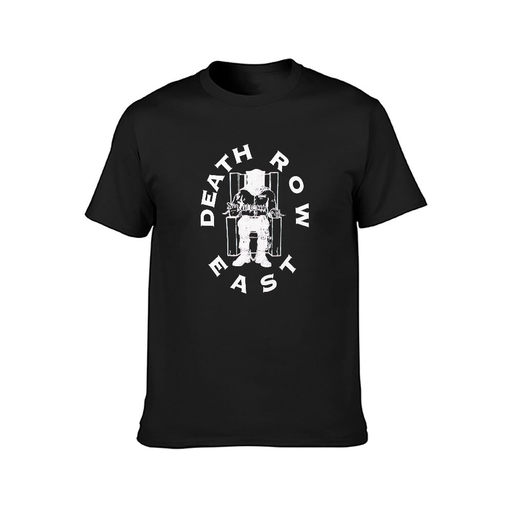 Death Row East Logo Men's Short Sleeve T-shirt - White on Black