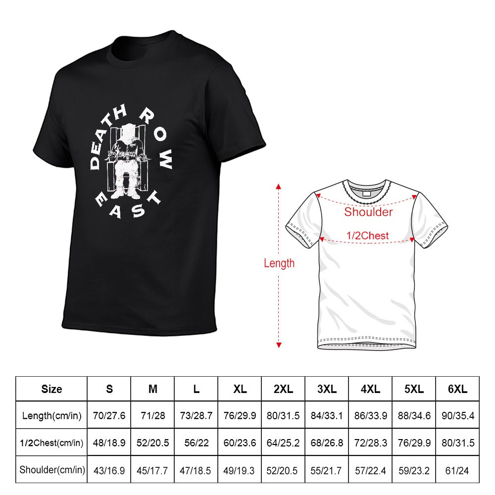 Death Row East Logo Men's Short Sleeve T-shirt - White on Black